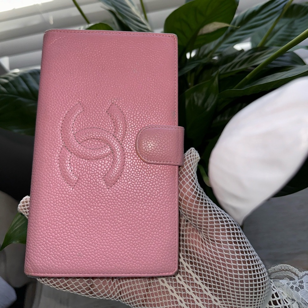 Chanel Pink Caviar Leather long wallet with COA Card